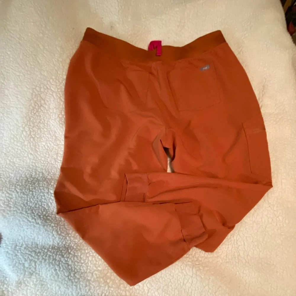 Figs Rust Jogger Pants with rust colored size xl petite Pink Accents scrub pants - Picture 10 of 11